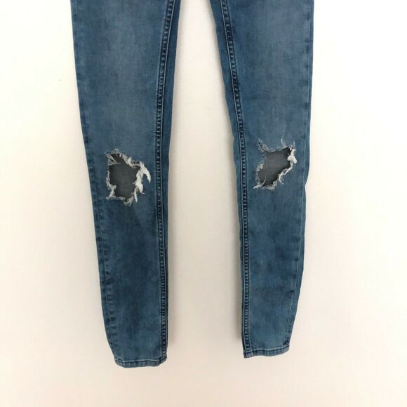 Free People Womens Busted Knee Skinny Jeans Blue Size 24L - Picture 3 of 10